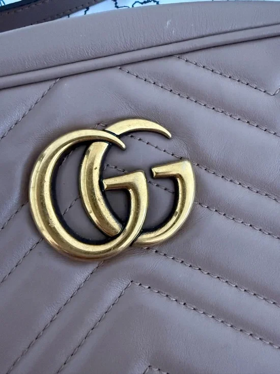 Gucci Beige Quilted Matelassé GG Marmont Crossbody Bag - Picture 4 of 6